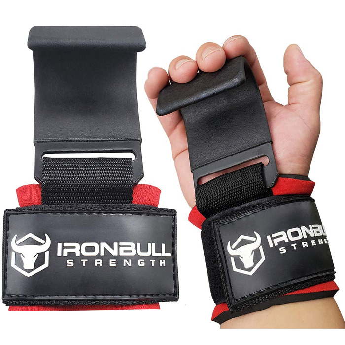 Сталеві гаки для важкоатлета Iron Bull Strength (пара) – міцні ремінці на зап'ястя для станової тяги та пауерліфтингу, з м'якою підкладкою, чорні