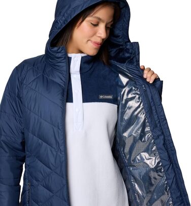 Жіноча зимова куртка-пальто Columbia First Generation Heavenly Long з капюшоном, темно-синя (Collegiate Navy), розмір XL