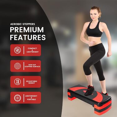 Степпер MAXSTRENGTH для кардіотренувань - 3 рівні, червоний