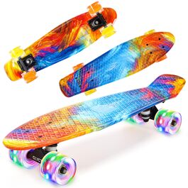 Скейтборд CLYCTIP Mini Cruiser 22 дюйми з підсвічуванням та ABEC-11 підшипниками для дітей та початківців (різнокольоровий)