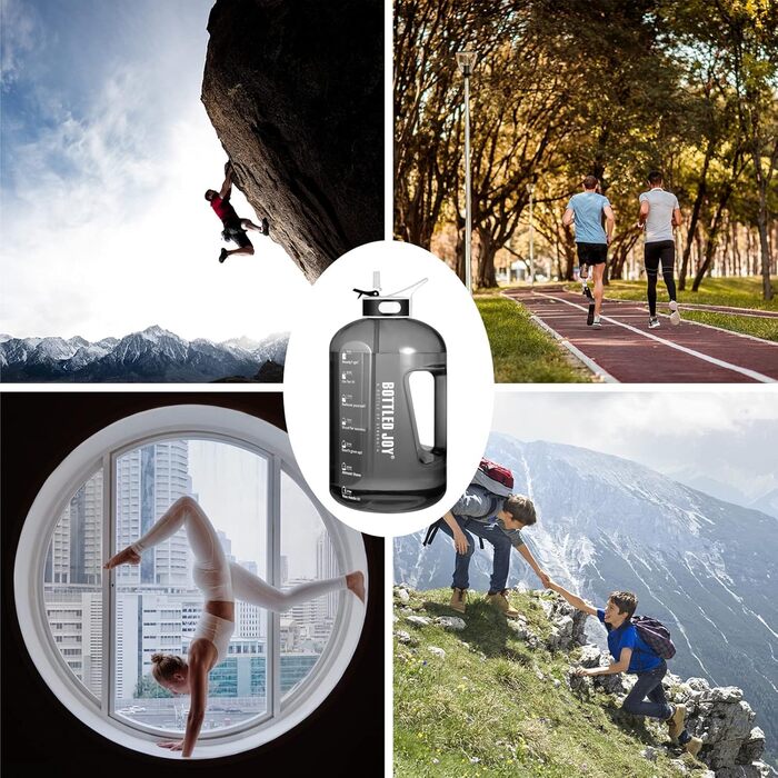 Пляшка для води Acxilexy 2,5 л з трубочкою, BPA-Free, пластикова, з таймерами, для спорту, офісу, дому, герметична