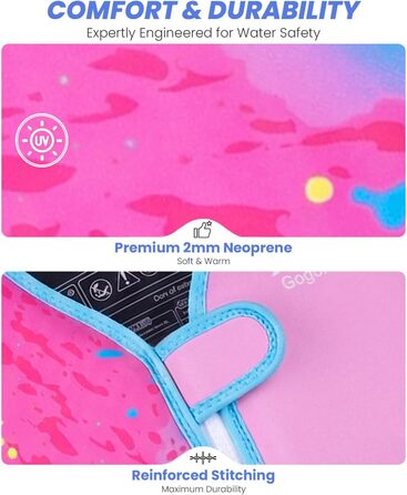 Дитячий жилет для плавання Gogokids для малюків 1-5 років (15-30 кг), рожевий