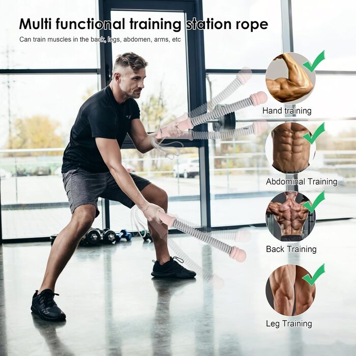 Бійцівське канат Ropeless для фітнесу, регульований, портативний, для дому, для тренувань всього тіла та спалювання жиру, 2 шт (Рожевий)