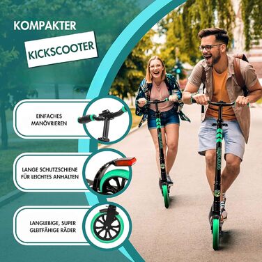 Самокат SereneLife складаний і регульований по висоті для дорослих і дітей до 100 кг, алюмінієво-сталевий, легкий (6,2 кг), колеса 20 см, передня амортизація, заднє гальмо