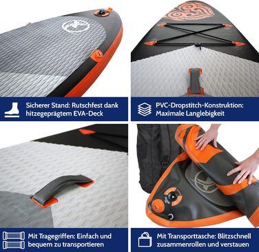 Надувний SUP Board NEMAXX® PB320 II – 320x78x15 см, до 140 кг, комплект з сумкою, веслом, плавником та насосом