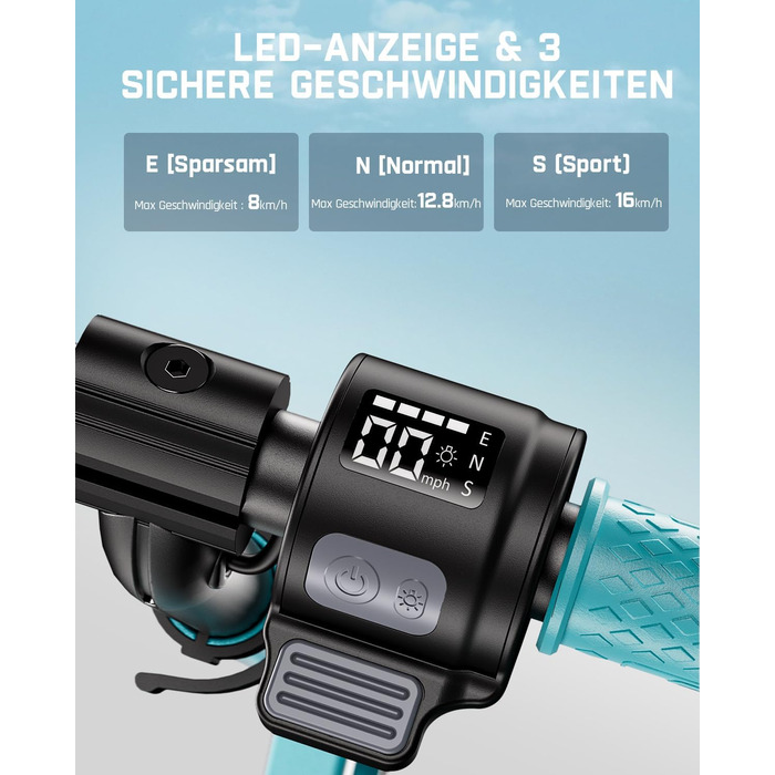 Дитячий електросамокат FanttikRide C9 Pro, регульований, з LED-підсвіткою, до 8 км, для дітей від 8 років, синій