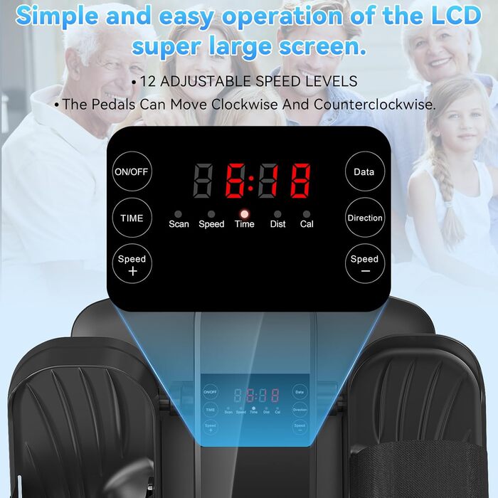 Еліптичний тренажер для сидіння, крос-тренажер, тренажер для ніг, моторизований педальний тренажер з пультом дистанційного керування та LCD дисплеєм, тренажери для дому для людей похилого віку та дорослих, спортивне обладнання для дому E3