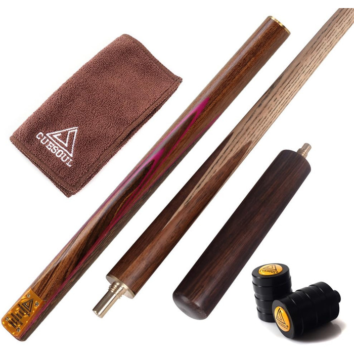 CUESOUL 57' Ручний снукерний кий з 3/4 суглобом та міні-подовжувачем для наконечника, в алюмінієвому кобурі Karella D302