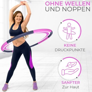 Hula Hoop для дорослих 1.5 кг, регульований, стабільний - обруч для фітнесу та схуднення (NBR піна) - графітово-пурпуровий