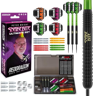 Дротики Red Dragon Peter Wright Snakebite Brass зі сталевим вістрям, набір для дартсу, професійні