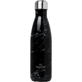 Фляга з нержавіючої сталі 500 мл – ізольована фляга, зберігає холод до 24 годин та тепло до 12 годин. Без витоку, з подвійними стінками, BPA-Free, міцна. Ідеально для подорожей, активного відпочинку, школи, спорту, фітнесу та повсякденного використання. Колір: блакитно-зелений (чорний мармур)