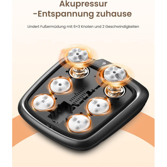 Масажер для ніг RENPHO з підігрівом, Shiatsu, електричний, 18 масажних роликів, для фасціїту п'ят, подарунок для жінок та чоловіків, розмір до 47, FM062