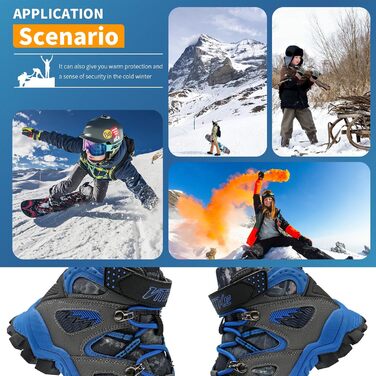 Дитячі зимові черевики ASHION для хлопчиків: середньої висоти, утеплені, для походів та трекінгу, бавовняні, розмір 36 EU, блакитні