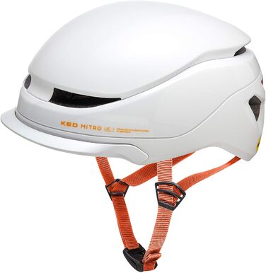 Шолом для електровелосипеда Mitro UE-1 Urban з LED ліхтариком, візором, MIPS, BOA Fit System, FIDLOCK, 350г, сірий-оранжевий матовий, 52-58 (M)