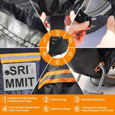 Захисний чохол для мотоцикла Motorrad, XL (270x95x140 см), водовідштовхуючий, 420D Oxford, з вікном для номерного знака