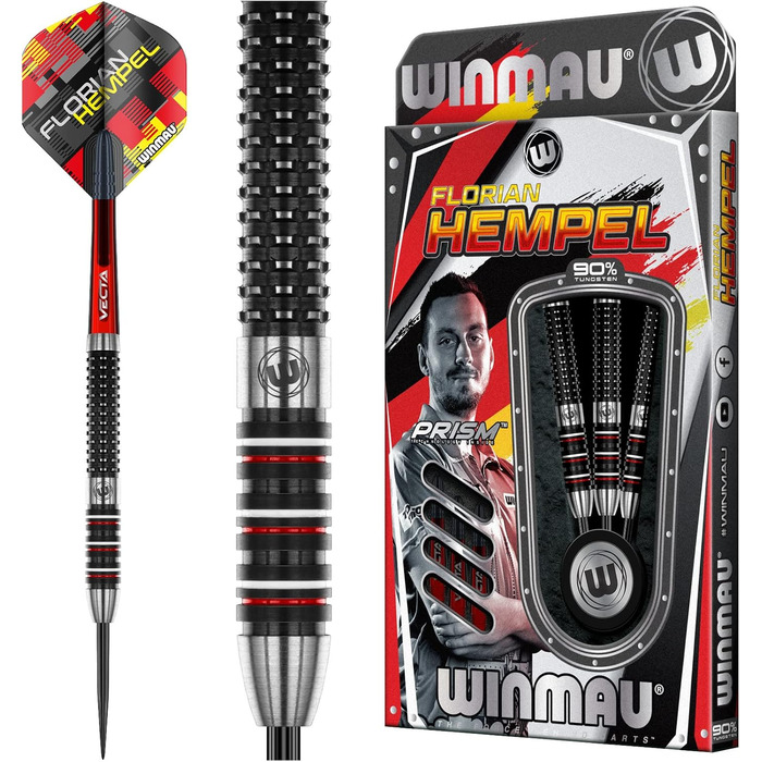 Дротики Winmau Steel Flo Hempel 25 г, сталь, 90% вольфрам, чорні