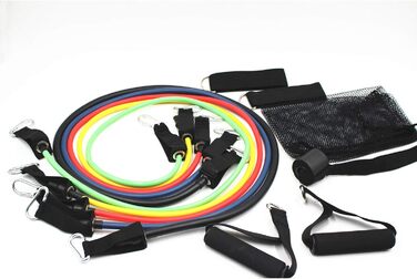 Набір еластичних стрічок для фітнесу Aoory з ручками, петлями для ніг та фіксатором для дверей (11 шт.) для комплексних тренувань, йоги, пілатесу та фітнесу