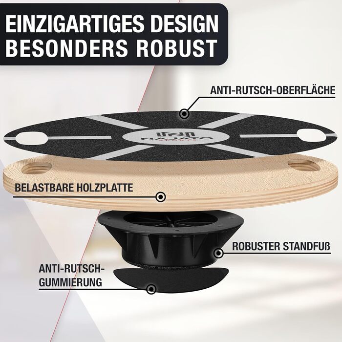 Дерев'яна баланс-платформа для тренування рівноваги з ручками – чорна