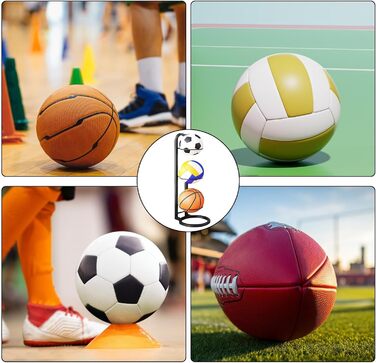 Стійка для зберігання м'ячів: баскетбол, футбол, волейбол. Металева, багаторівнева, біла