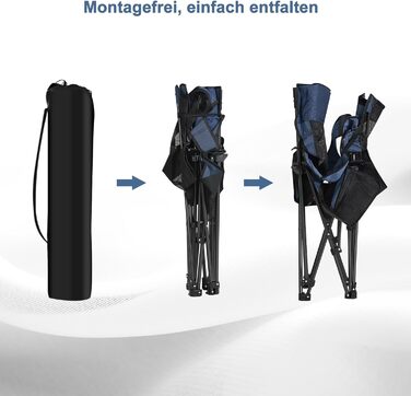 Складний стілець для кемпінгу eSituro, риболовний стілець, стілець для відпочинку з підставкою для ніг та тримачем для напоїв, пляжний стілець з регульованою спинкою (2 шт., блакитний)