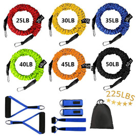 Набір гумових еспандерів для фітнесу Stackable Resistance Band Kit - тренування всього тіла, для початківців та професіоналів (Синій)