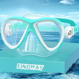 Дитяча маска для плавання та снорклінгу Findway, панорамна 180°, силікон, антипротікання, для хлопчиків і дівчаток 3-14 років, модель A9-Aqua