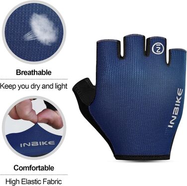 Рукавички велоінші INBIKE для MTB, короткі, напівпальцеві, літні, чорні та морські (PLAM=18.5-19.5cm)
