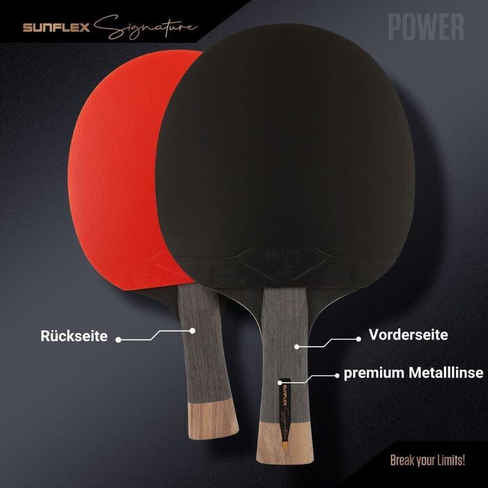 Sunflex ITTF сертифікована професійна ракетка для настільного тенісу Signature Line з високоякісної деревини, турнірне покриття, для досвідчених гравців, у магнітній коробці