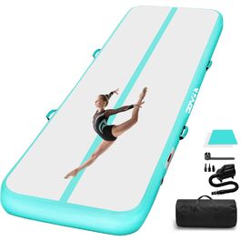 Надувний гімнастичний килимок з повітряним валом 3х1х0.2м, килимок для акробатики, тренувань, йоги, чирлідингу, зелений з насосом