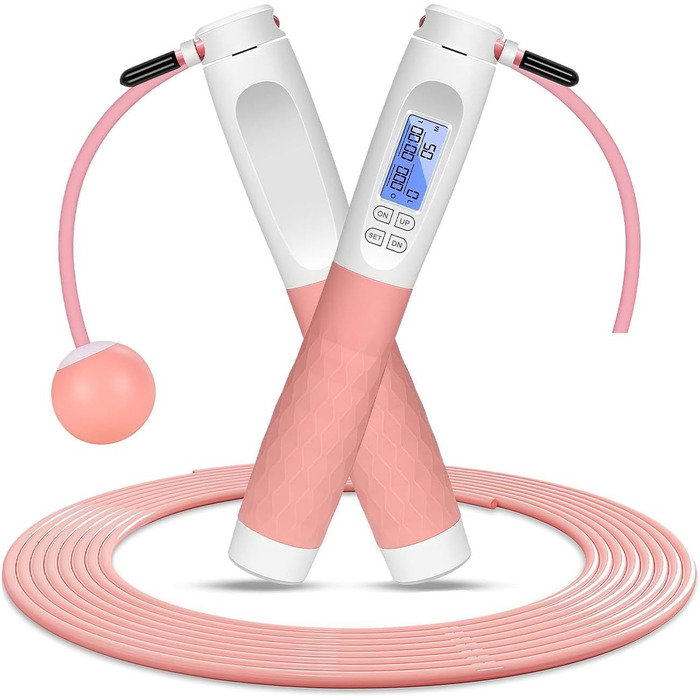 Стрибкове канат Flintronic з лічильником, для фітнесу, швидкий, регульований, з антиковзними ручками, для інтервальних тренувань HIIT, колір: білий