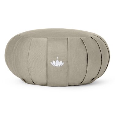 Подушка для медитації Lotuscrafts Zafu - 15 см, з наповнювачем з пшениці, бавовна органічна, GOTS сертифікат, вишивка (світло-бежевий)