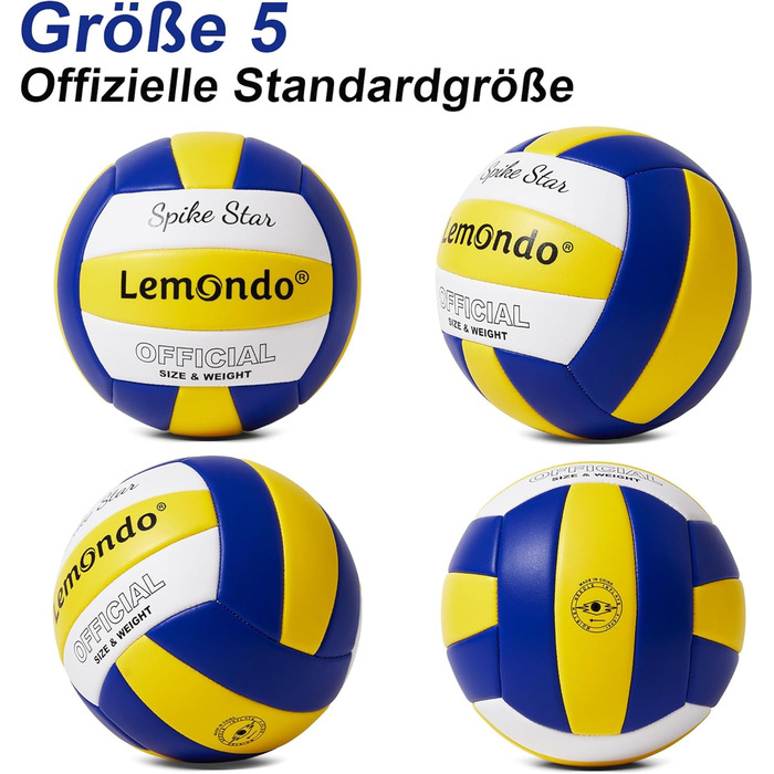 Волейбольний м'яч Lemondo PU для пляжного волейболу, м'який, водостійкий, з насосом. Підходить для гри в приміщенні та на вулиці. Білий.