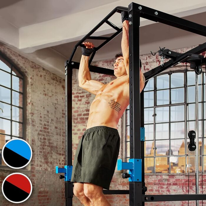 Силова станція tectake Power Rack для фітнесу, турнік подвійний, міцна сталева рама