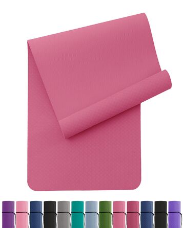 Килимок для йоги та пілатеса Narwhal з екологічного TPE, протиковзкий фітнес-мат для тренувань зі стрічкою для перенесення (Слива, 183 x 61 x 0.6 см)