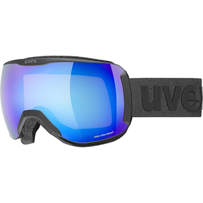 Гірськолижна маска Uvex Downhill 2100 CV, унісекс, чорна матова/синьо-зелена, універсальний розмір