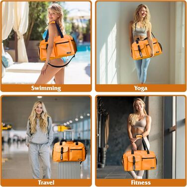 Спортивна сумка для жінок та чоловіків з відділенням для взуття та вологих речей, водонепроникна дорожня сумка Weekender для залу, басейну та сауни (Жовта)