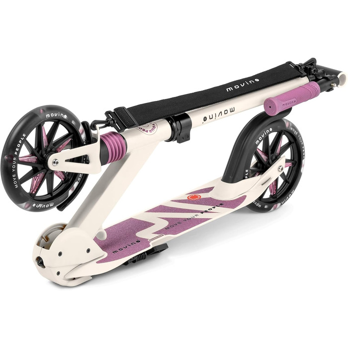 Електросамокат Movino City Light для дітей та підлітків, 180 мм колеса, амортизатори, регульований кермо, бежево-фіолетовий