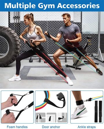 Набір еластичних стрічок для фітнесу: стрічки для силових тренувань, пілатесу, з дверним кріпленням, ручками та петлями для ніг