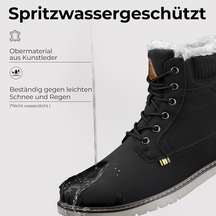 Зимові черевики Mishansha Herren: теплі, з підкладкою, антиковзаючі, класичні, розмір 39-48 EU, чорний