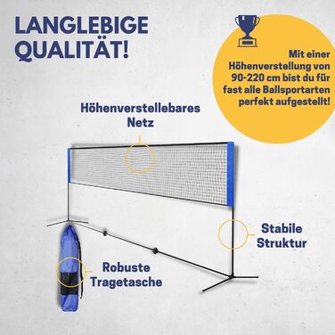Універсальна сітка для волейболу, бадмінтону, тенісу та футболу Best Sporting 4 в 1, мобільна, для вулиці, ширина 310 см, висота регулюється 90-220 см