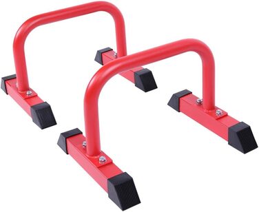 Паралети для фітнесу GORILLA SPORTS, низькі, 2 шт, сталь, до 200 кг, антип ковзання, 46x39x30 см, для віджимань, брусів, гімнастики, червоні