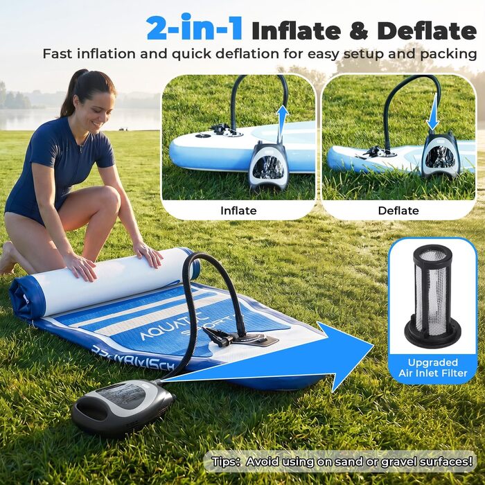 Насос електричний для SUP дощок Dr.meter 20 PSI з акумулятором 5200mAh, LED підсвіткою, для каяків, човнів, кайтсерфінгу
