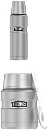 Термос та харчовий контейнер Thermos Stainless King 0,47 л, нержавіюча сталь, тримає тепло/холод до 12/24 годин, з ложкою