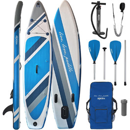 Надувна SUP-дошка ALPIDEX 320x76x15 см, до 200 кг, комплект: весло, плавці, насос, ремінець, рюкзак, набір для ремонту
