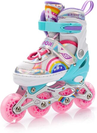 Дитячі ролики-інлайнери LED з регулюванням, кольорові, з підсвічуванням, для перших спроб катання, з батютком