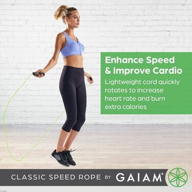 Спортивний скакалка Gaiam Classic Speed Rope для фітнесу та кардіо, регульована, легка та стійка до заплутування, для жінок та чоловіків