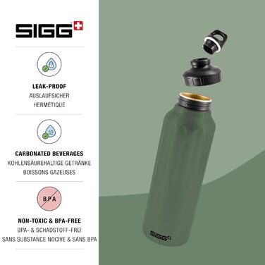 SIGG алюмінієва пляшка для води та напоїв, спортивна, герметична, для газованих напоїв, легка, BPA-free, сертифікована як кліматично нейтральна, для спорту, туризму, 0,6/1/1,5 л