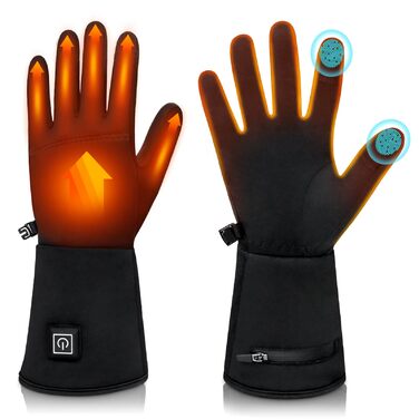 Електричні гріючі рукавички для жінок та чоловіків, чорні, M/L, водонепроникні, з акумулятором 7.4V 2200mAh, 3 режими нагріву, сенсорний екран