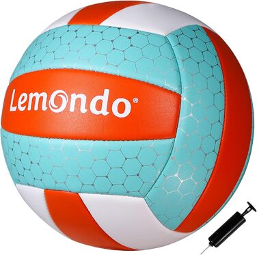 Волейбольний м'яч Lemondo, розмір 5 - м'який PU-м'яч з насосом - для залу та вулиці - водонепроникний та неслизький - для пляжу, залу, тренувань (з насосом)