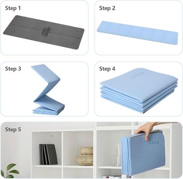 Килимок для йоги Enssy, складаний, компактний, 173x61 см, 0,4 см, з сумкою, легкий дизайн для пілатесу (PU-Lotus Centerline2)